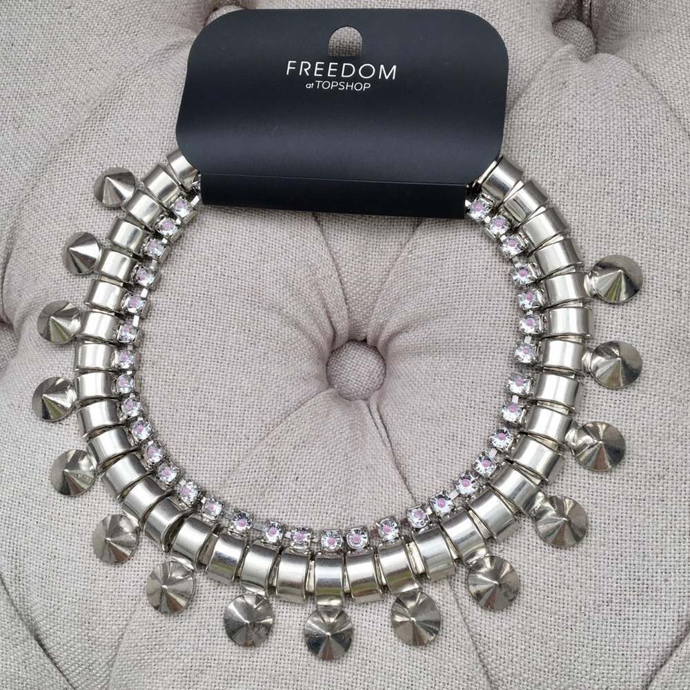🤍 Topshop link chain rhinestone spike necklace
